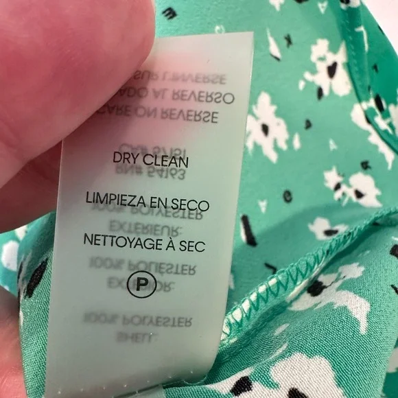 Karl Lagerfeld Paris Size-4 Green Floral Shirt Dress Long Sleeve Ruffle Zip - Picture 8 of 16